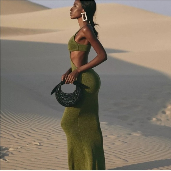 Cult Gaia Serita Maxi Dress Olive Green - Picture 4 of 8